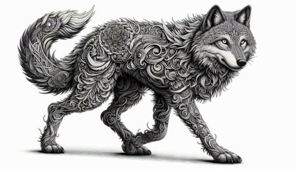 Download Inked Wolf Intricate Details - Intricate details Collection