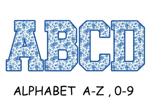 Download Blue Floral Alphabet Letters &amp; Numbers - Premium Bundle
