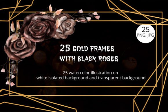 Download Frames with Watercolor Black Roses - Frames Collection
