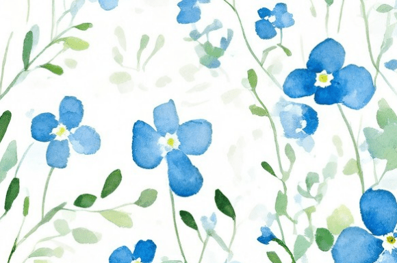 Download Soft Blue Floral Watercolor Seamless Pat - Blue floral Collection