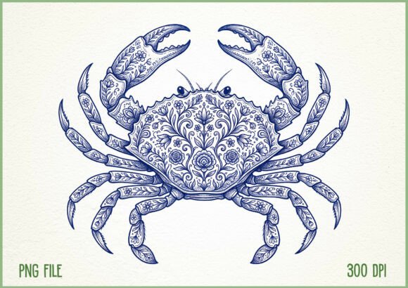 Download Blue Floral Crab Ocean Sea Life PNG - Blue floral Collection