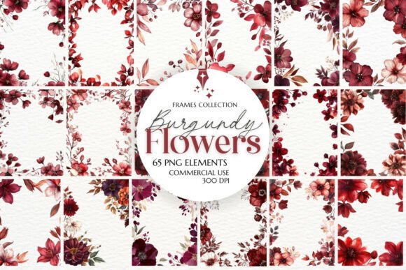 Download Burgundy Flowers Clipart Frames - Frames Collection