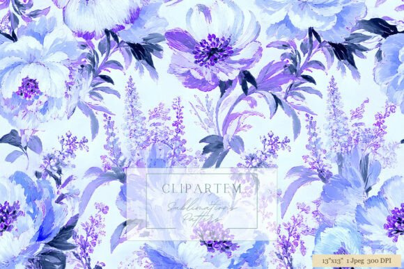Download Purple Blue Floral Sublimation Pattern - Blue floral Collection