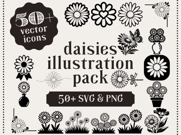 Download Daisies Illustration Pack Daisy Clipart - Daisies illustration Collection