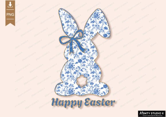Download Happy Easter PNG, Blue Floral Chinoiseri - Blue floral Collection