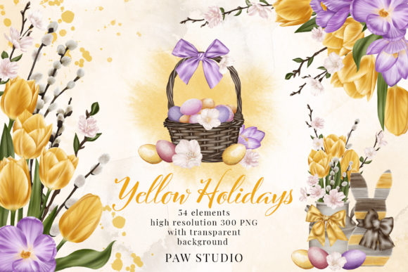 Download Easter Spring Clipart Yellow Tulips Eggs - Tulips Collection
