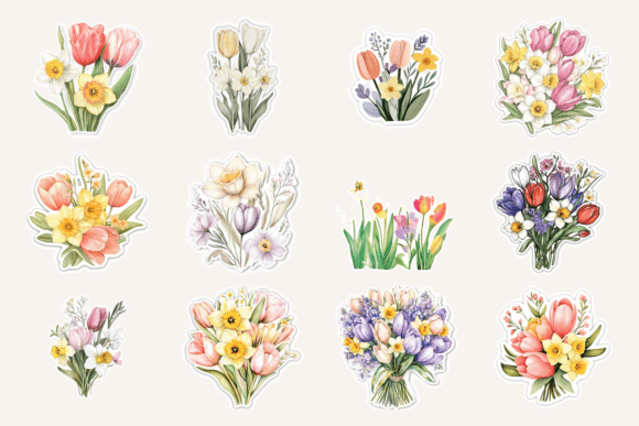 Download Tulips and Daffodils Stickers - Premium Resources