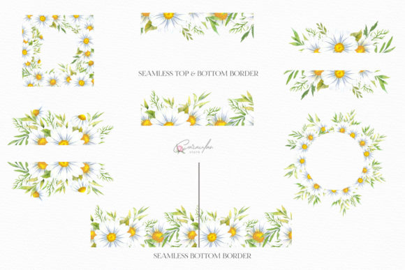 Download Watercolor Daisies Frames Clipart - Frames Collection